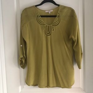 Anthropologie silk green blouse